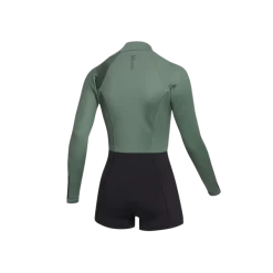 Mystic Lunar 2/2 Long Arm Womens Shorty Wetsuit -Aqua Glide Shop green back fz 600x600 1